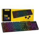 T-WOLF T80 Rainbow Gaming Keyboard – Full-Size Mechanical-Feel Keyboard with Retro Punk Keycaps & RGB-Style Backlighting