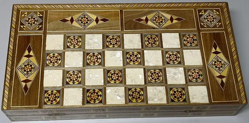 Classic Handmade Wooden Chess & Backgammon Board  Game