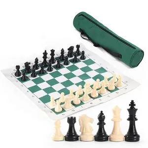 High Quality Custom Portable Tournament Zippered Chess Board Rolled Leather Chess Set