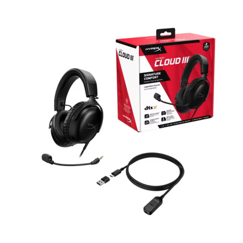 Hyperx Cloud lll Gaming Headset with DTS Headphone: X- Wired            Gaming Headphones with Microphone                    