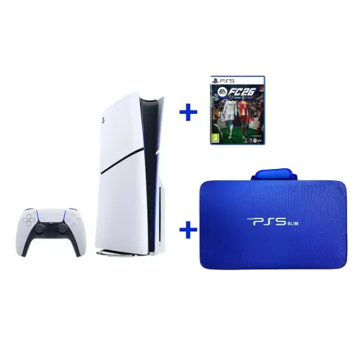 PS5 Slim 1TB Disc Console + EA SPORTS FC 26 + Premium Hard Carrying Case